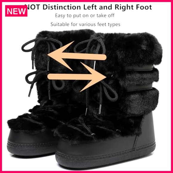 Women's Winter Snow Boots Faux Fur Lined Mid-Calf Waterproof Non-Slip - Picture 6 of 8